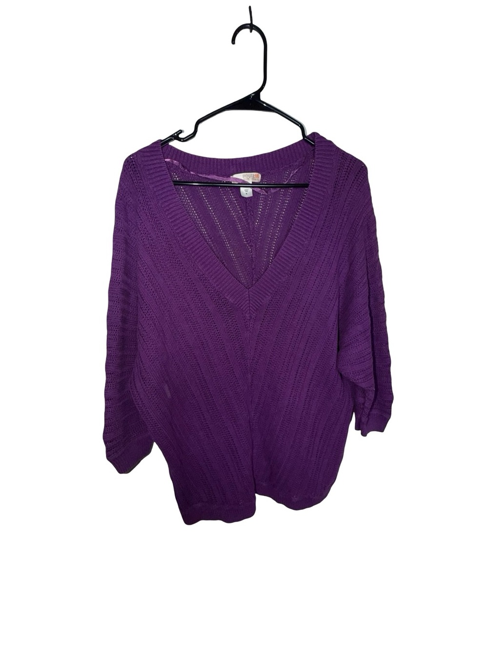 Route 66 Deep Purple V-Neck Knit Sweater